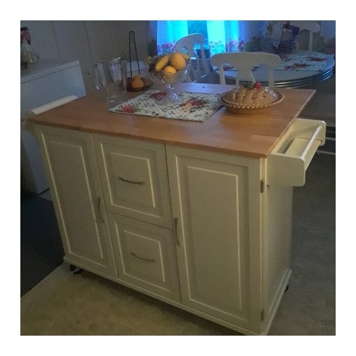 Aftonshire 44.5'' Wide Rolling Kitchen Island with Solid Wood Top