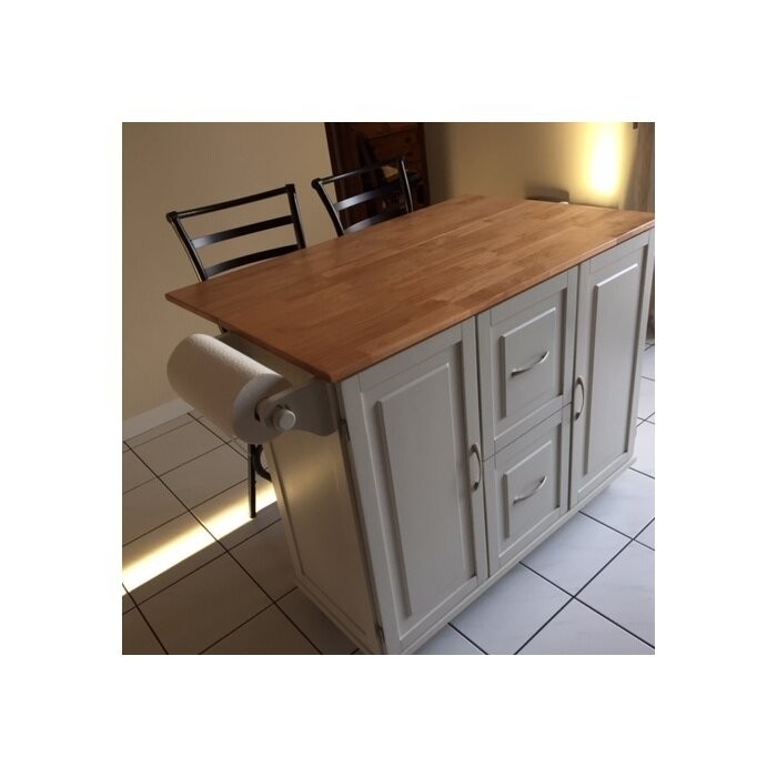 Aftonshire 44.5'' Wide Rolling Kitchen Island with Solid Wood Top