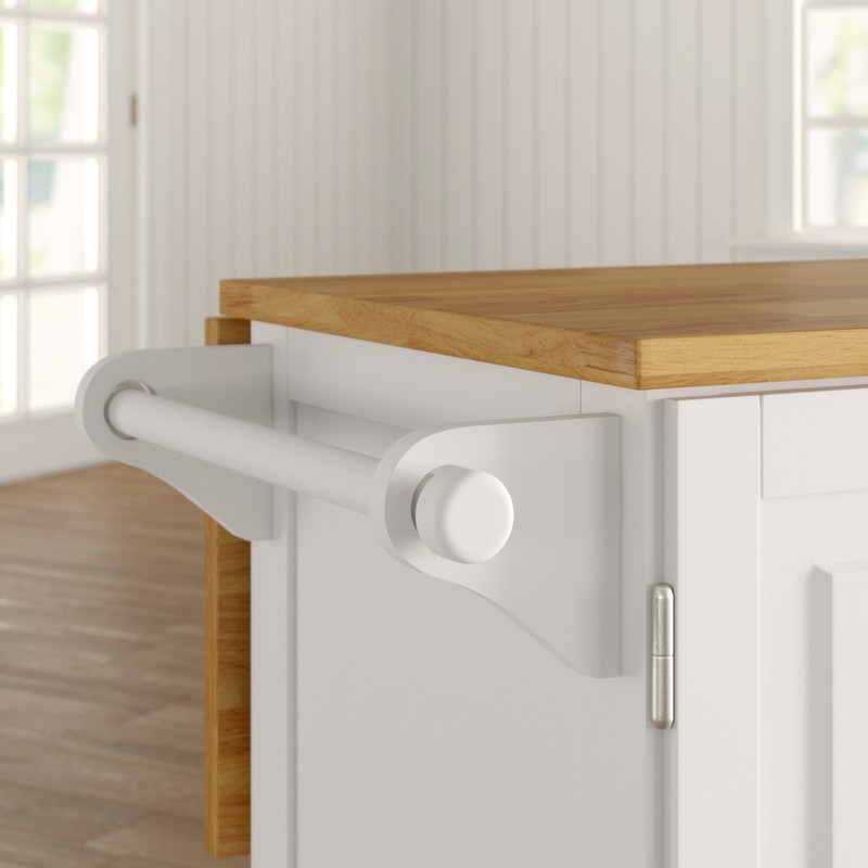 Aftonshire 44.5'' Wide Rolling Kitchen Island with Solid Wood Top