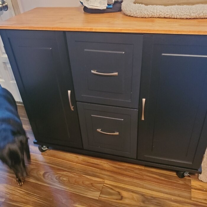 Aftonshire 44.5'' Wide Rolling Kitchen Island with Solid Wood Top