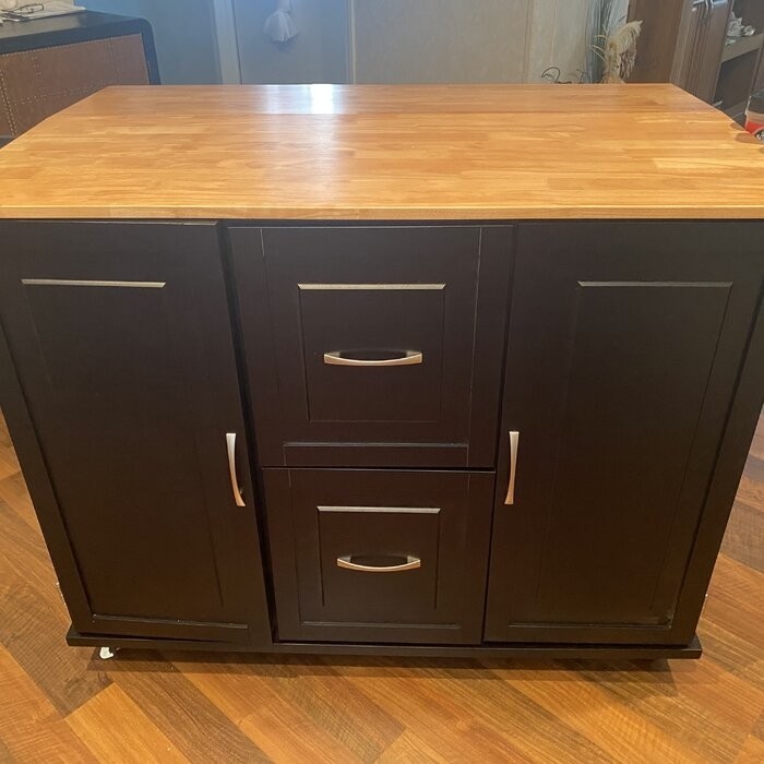Aftonshire 44.5'' Wide Rolling Kitchen Island with Solid Wood Top