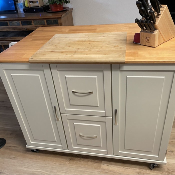 Aftonshire 44.5'' Wide Rolling Kitchen Island with Solid Wood Top