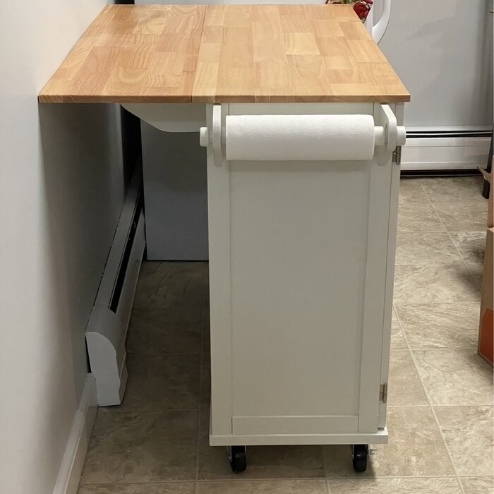Aftonshire 44.5'' Wide Rolling Kitchen Island with Solid Wood Top