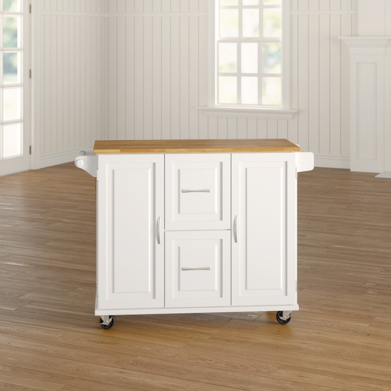 Aftonshire 44.5'' Wide Rolling Kitchen Island with Solid Wood Top