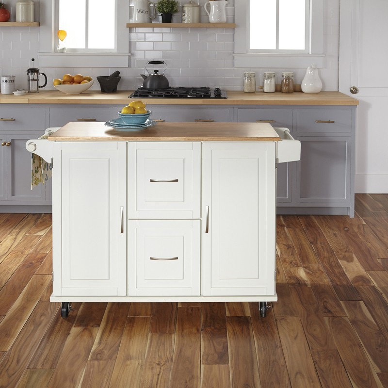 Aftonshire 44.5'' Wide Rolling Kitchen Island with Solid Wood Top