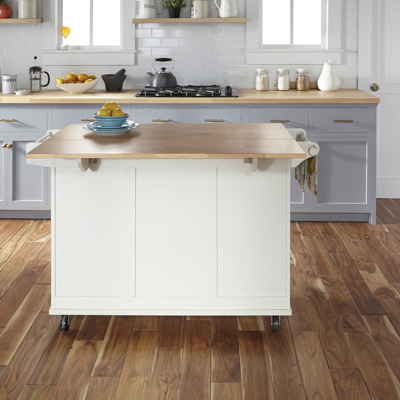 Aftonshire 44.5'' Wide Rolling Kitchen Island with Solid Wood Top