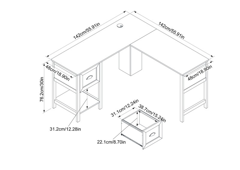 Alcantara L-Shaped Desk