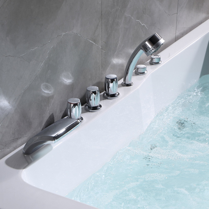 All-In-One Style 71" x 47" Alcove Whirlpool Acrylic Bathtub with Faucet