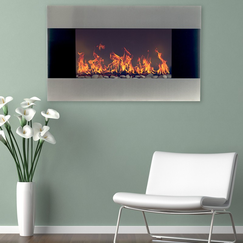 Allmar 36'' W Surface Wall Mounted Electric Fireplace