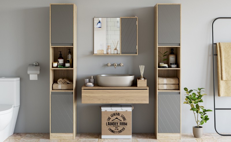 Alquan 11.8'' W x 66.3'' H x 11.8'' D Linen Cabinet