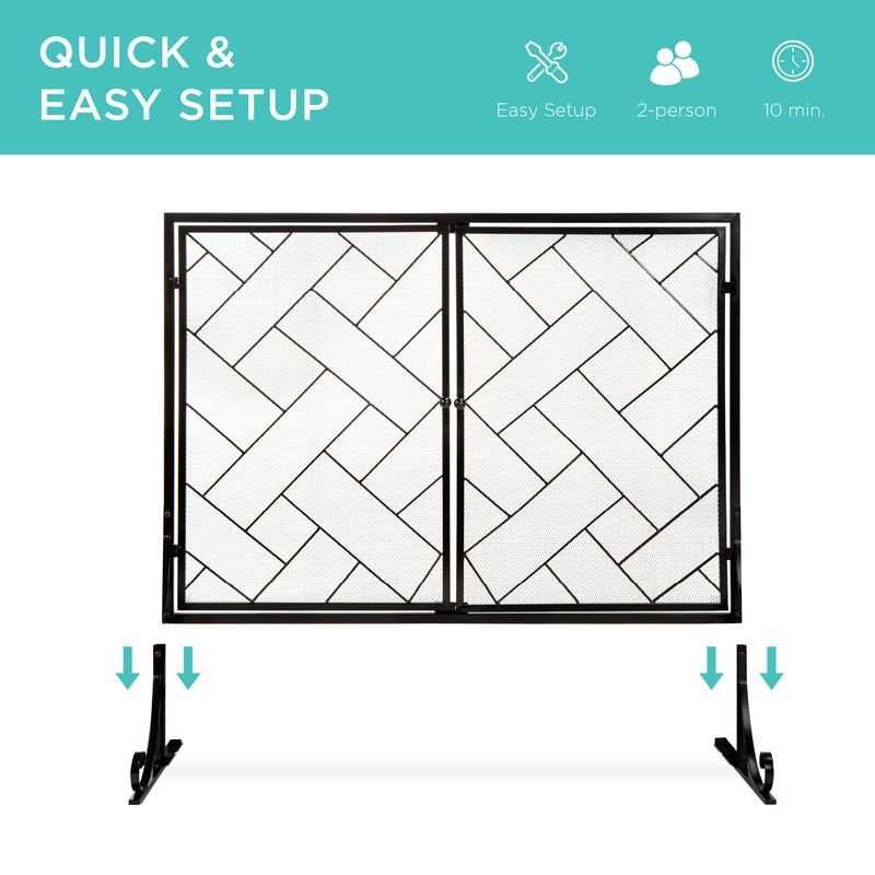 Amol 2 Panel Iron Fireplace Screen