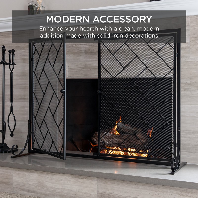 Amol 2 Panel Iron Fireplace Screen