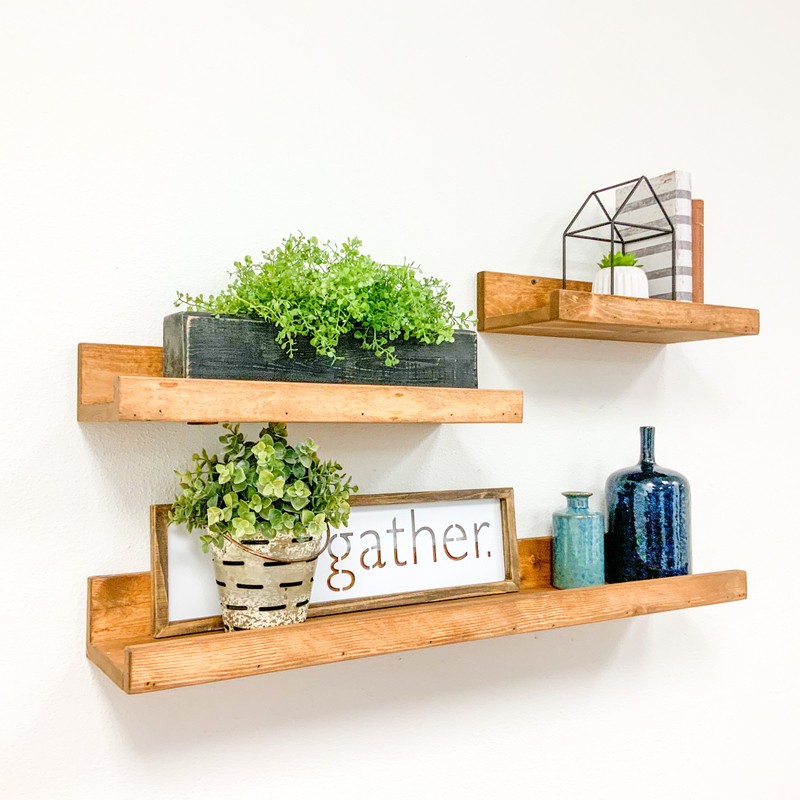Anieya 3 Piece Solid Wood Floating Shelf