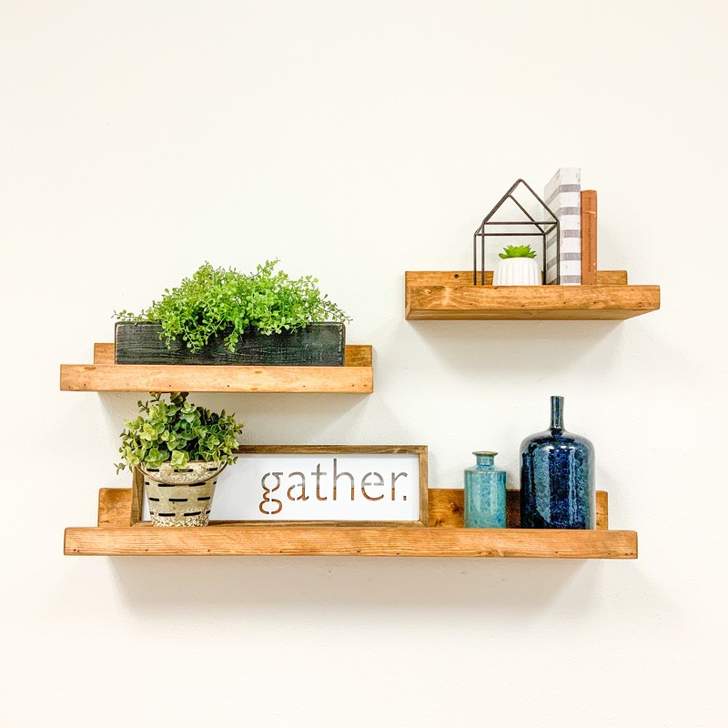 Anieya 3 Piece Solid Wood Floating Shelf