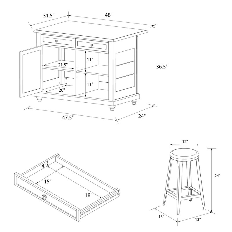 Annaleese 48'' Wide Kitchen Island Set