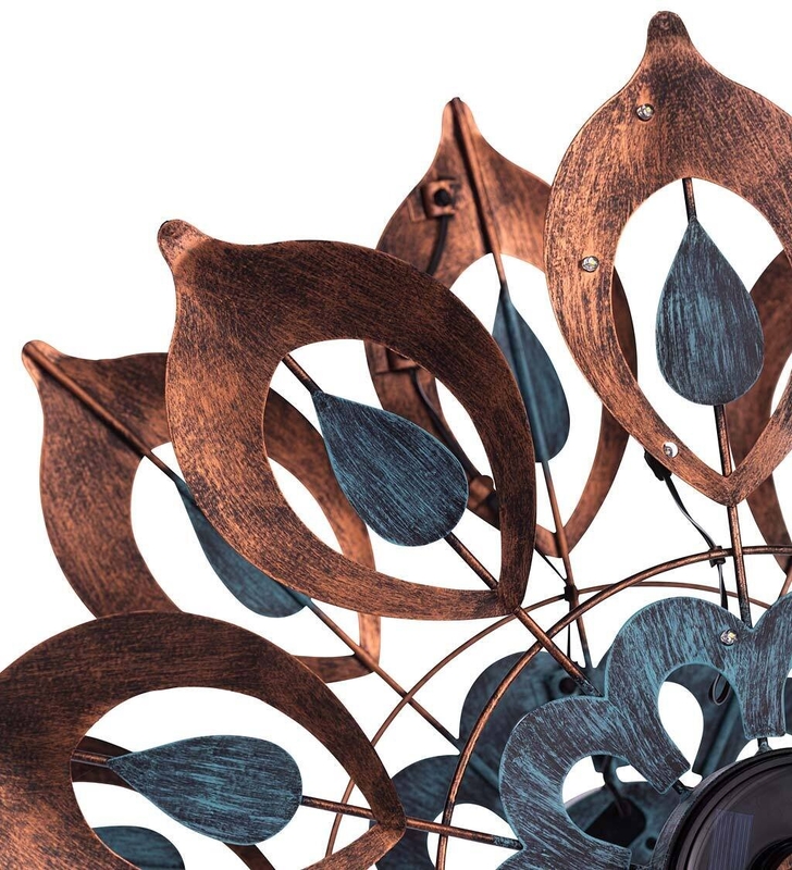 Antique Lily Flower Solar Wind Spinner Garden Stake