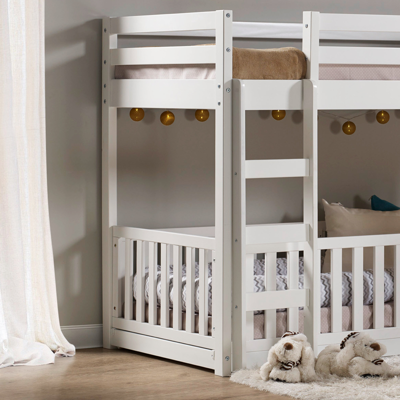 Twin Solid Wood Low Loft Bunk Bed with Guardrails Foter