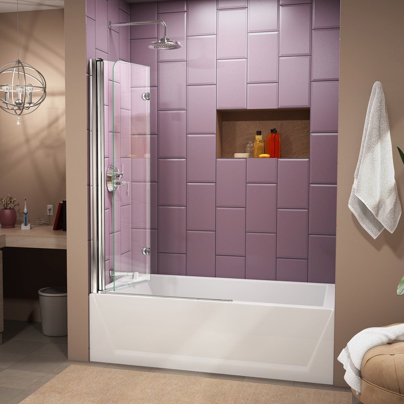 Aqua Fold 36" W x 58" H Folding Semi-Frameless Tub Door