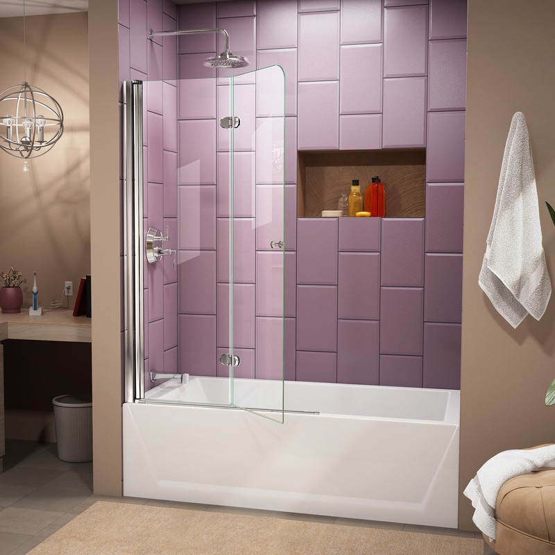 Aqua Fold 36" W x 58" H Folding Semi-Frameless Tub Door