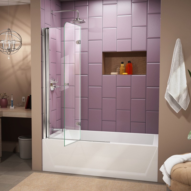 Aqua Fold 36" W x 58" H Folding Semi-Frameless Tub Door
