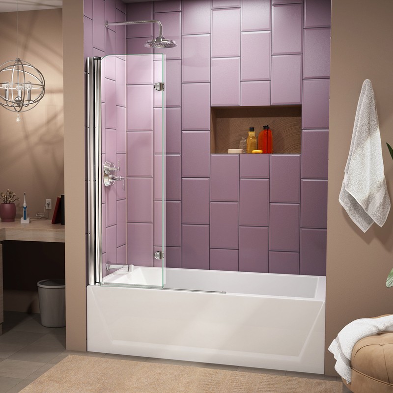 Aqua Fold 36" W x 58" H Folding Semi-Frameless Tub Door