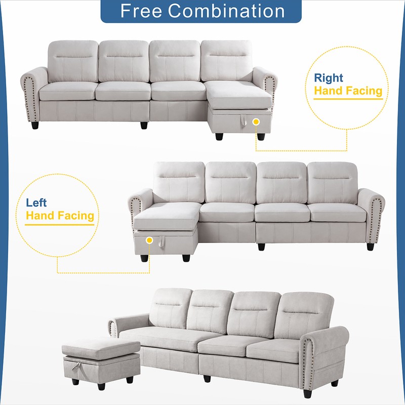 Arde 103.14'' Round Arm Modular Slipcovered Sofa Chaise with Reversible Cushions