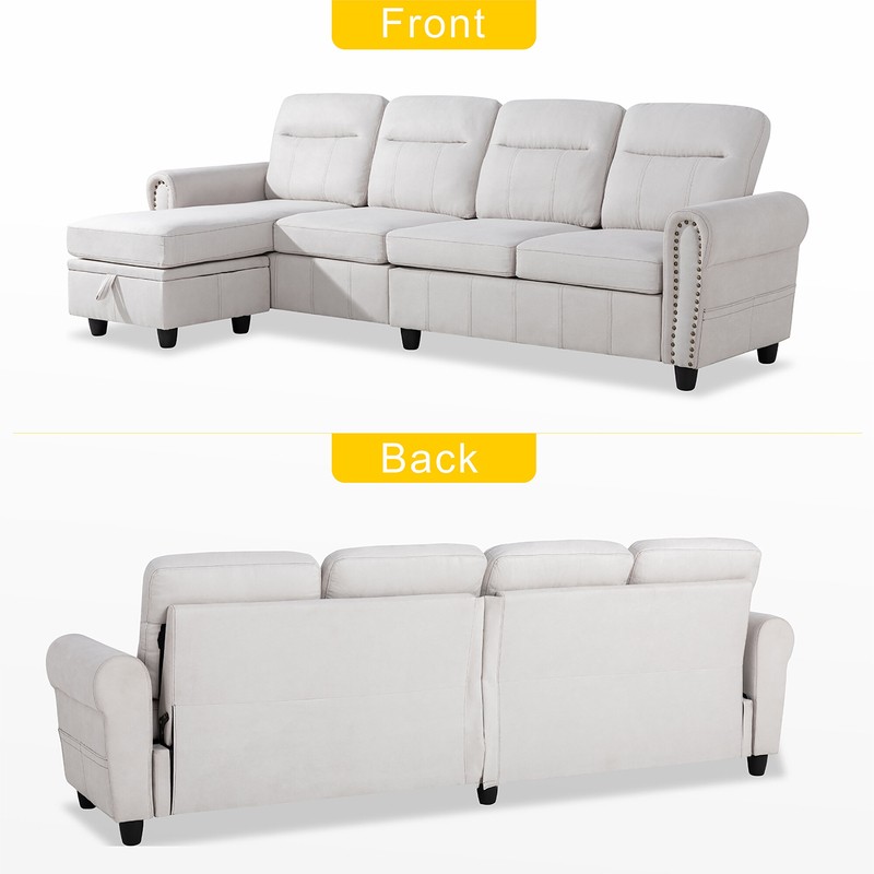 Arde 103.14'' Round Arm Modular Slipcovered Sofa Chaise with Reversible Cushions
