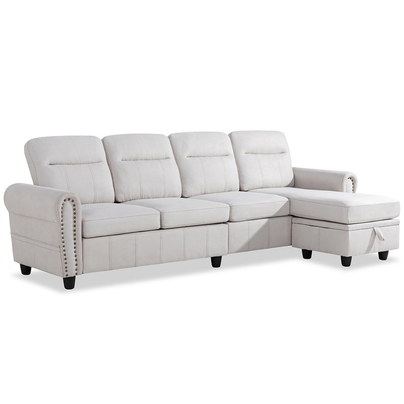 Arde 103.14'' Round Arm Modular Slipcovered Sofa Chaise with Reversible Cushions