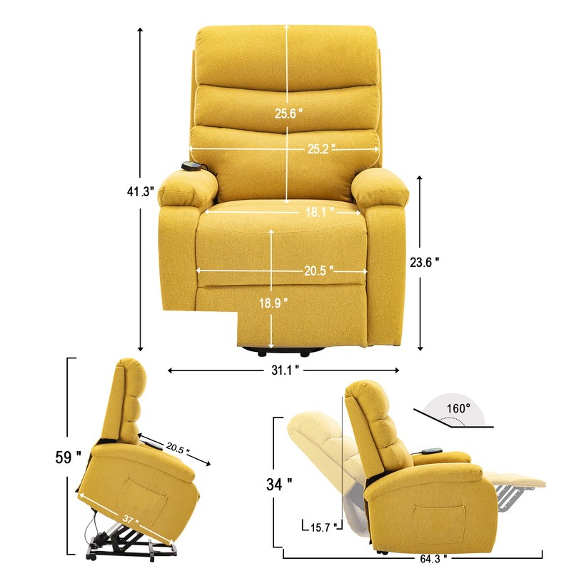 Argonne 31.1'' Wide Power Lift Assist Standard Recliner with Massager