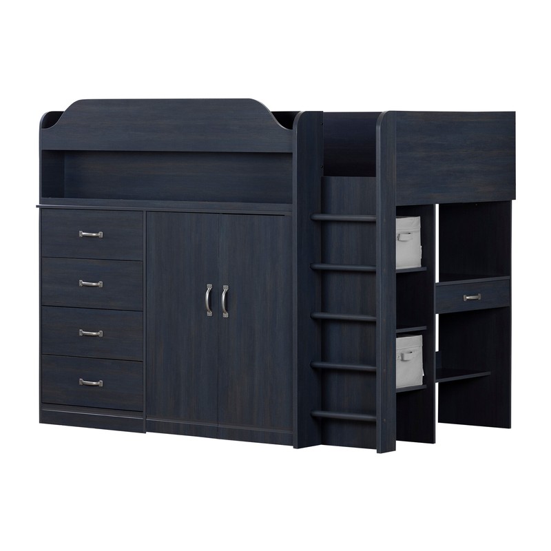 Arlen Twin 5 Drawer Loft Bed with Bookcase by South Shore