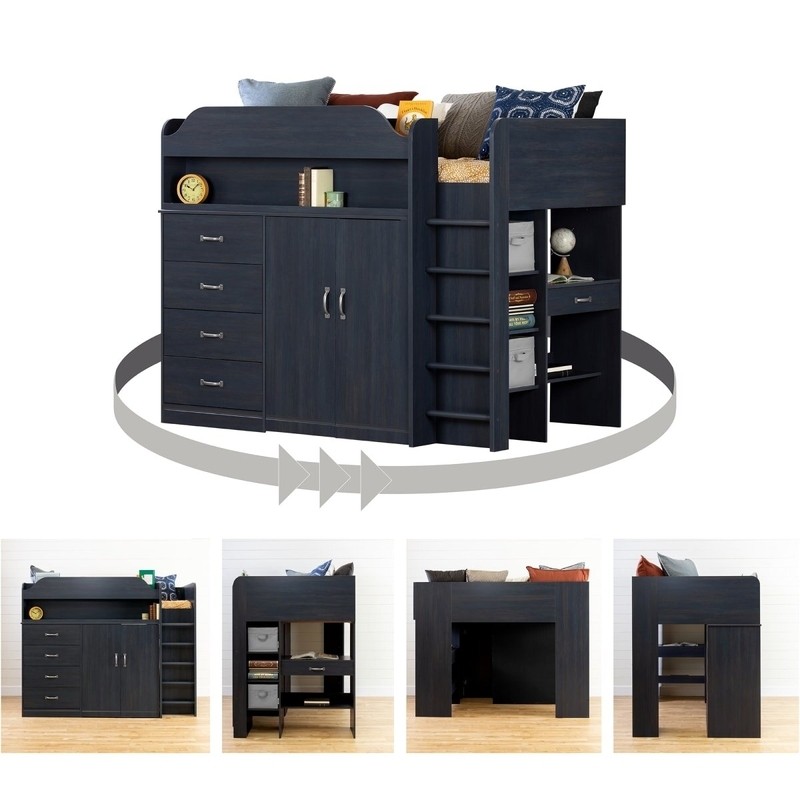 Arlen Twin 5 Drawer Loft Bed with Bookcase by South Shore