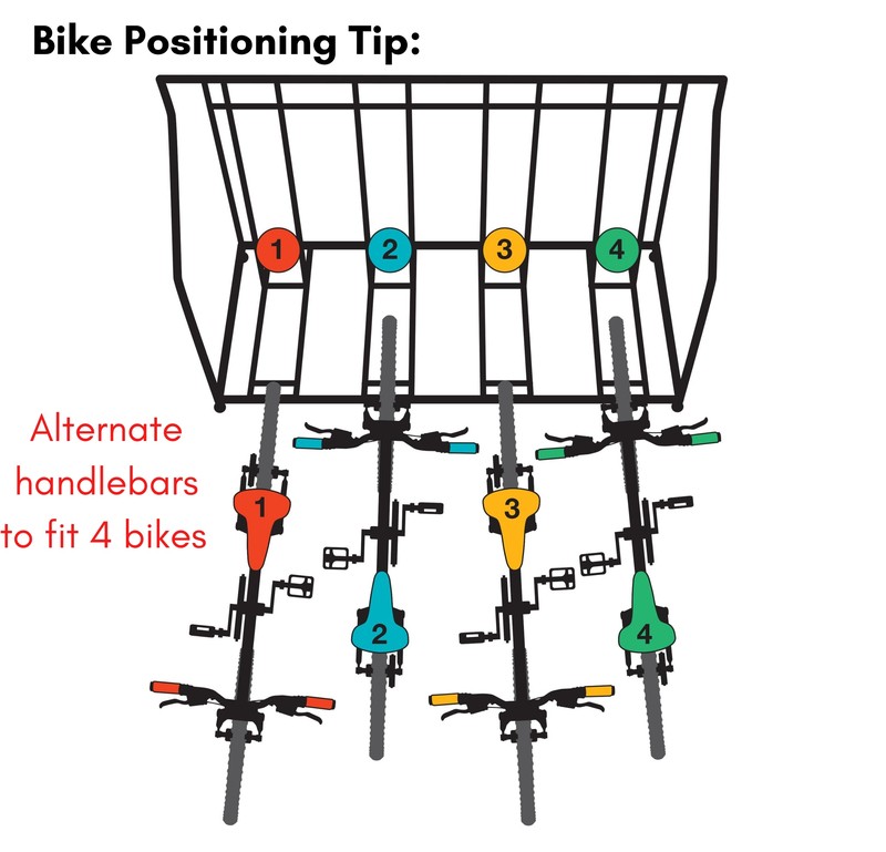 Arlmont & Co. 4 Bike Stand Rack With Storage – Metal Floor Bicycle Nook – Great For Parking Road, Mountain, Hybrid Or Kids Bikes – Garage Organizer - Helmet - Sports Storage Station - Black