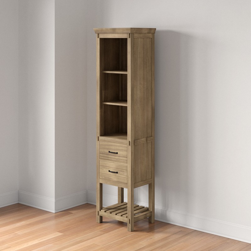 Arnisha 19.6'' W x 79'' H x 15.8'' D Solid Wood Linen Cabinet