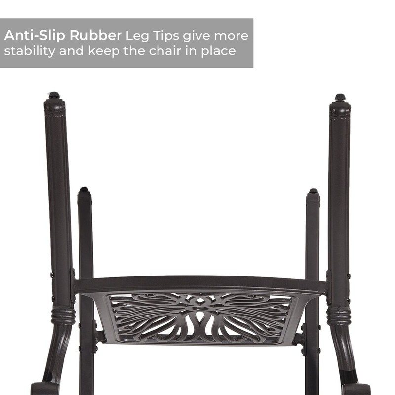 Audette Round 4 - Person Cast Aluminium 42'' Long Dining Set with Cushions
