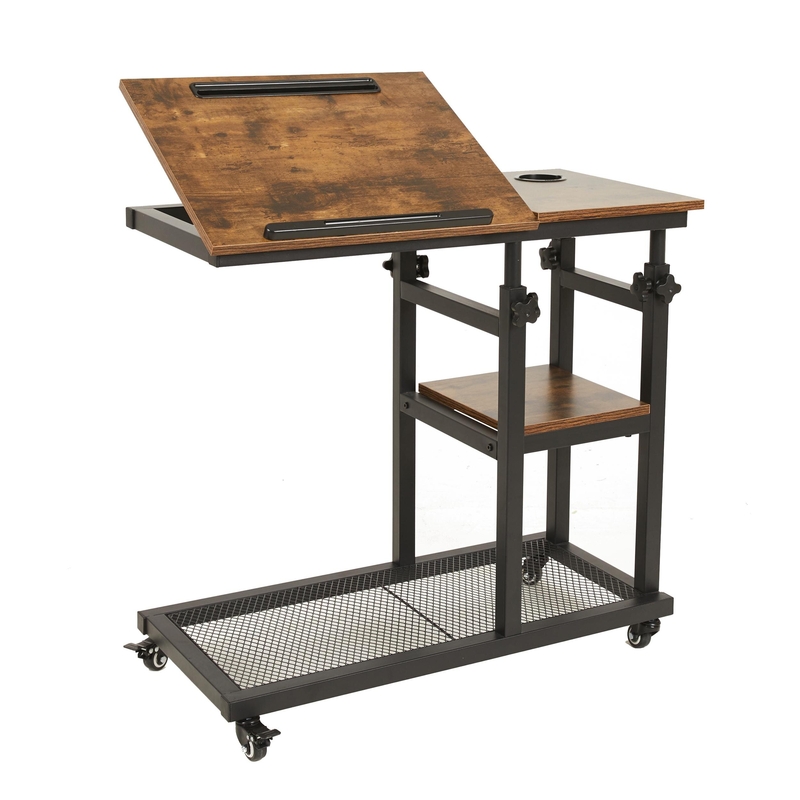 Ayben 36.2'' Tall Tray Top Wheel End Table Set