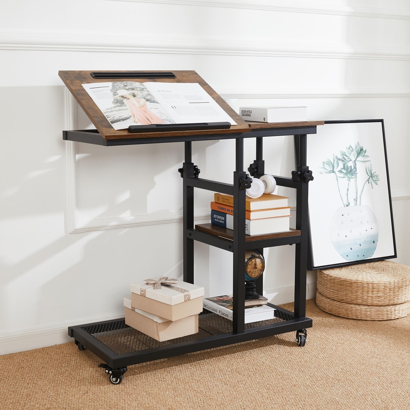 Ayben 36.2'' Tall Tray Top Wheel End Table Set
