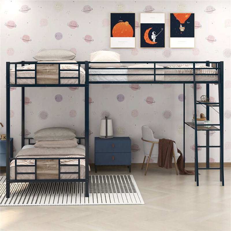 Aylsham Twin Over Twin L-Shaped Bunk Beds with Built-in-Desk by Mason & Marbles
