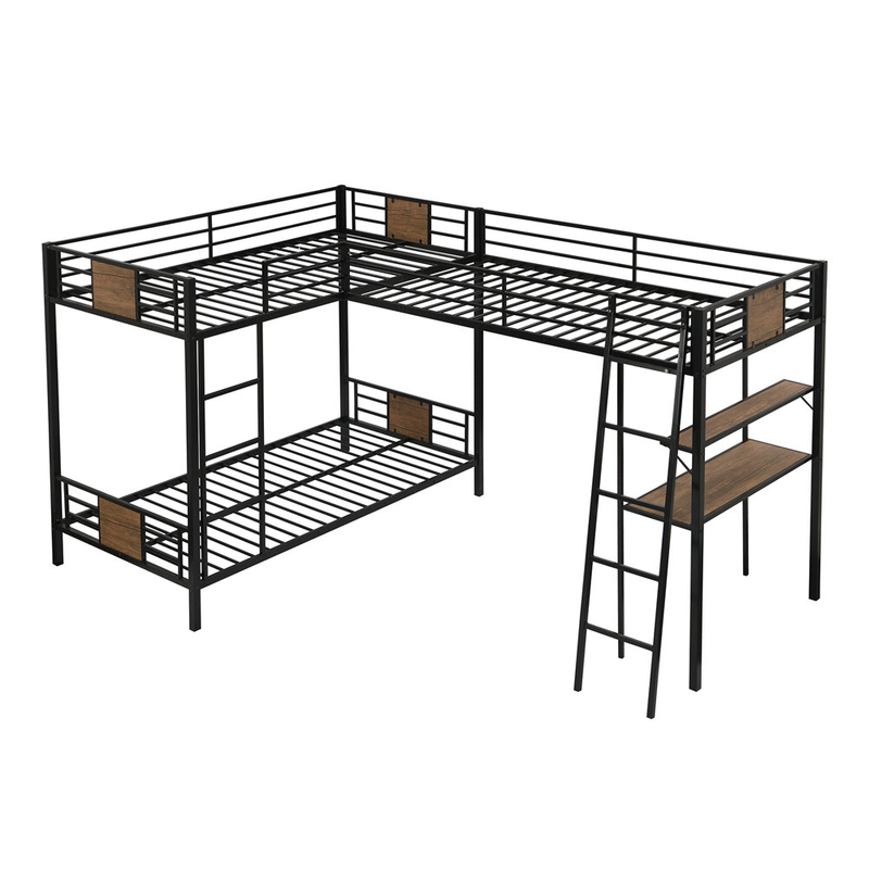 Aylsham Twin Over Twin L-Shaped Bunk Beds with Built-in-Desk by Mason & Marbles
