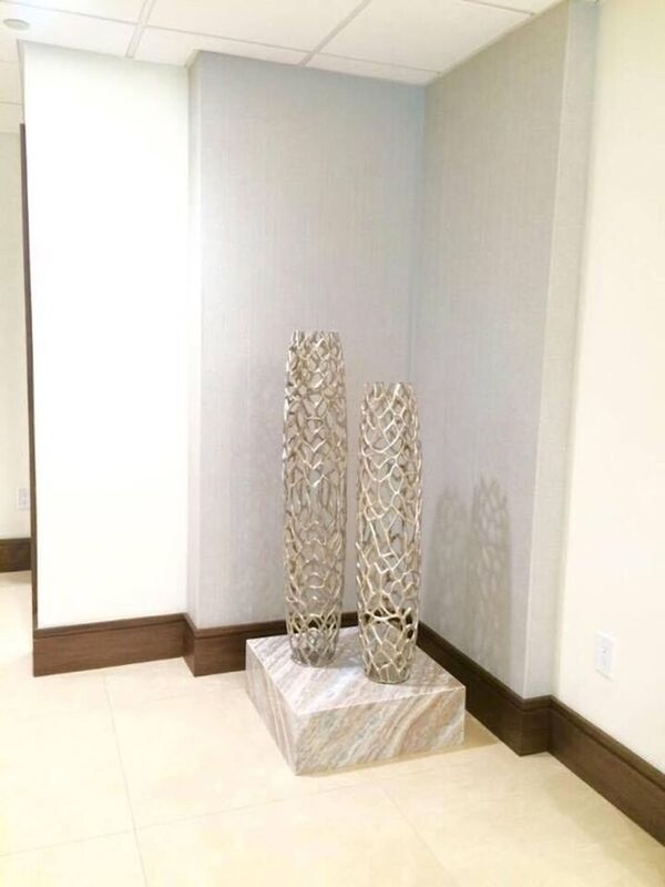 Babylon Silver Metal Floor Vase