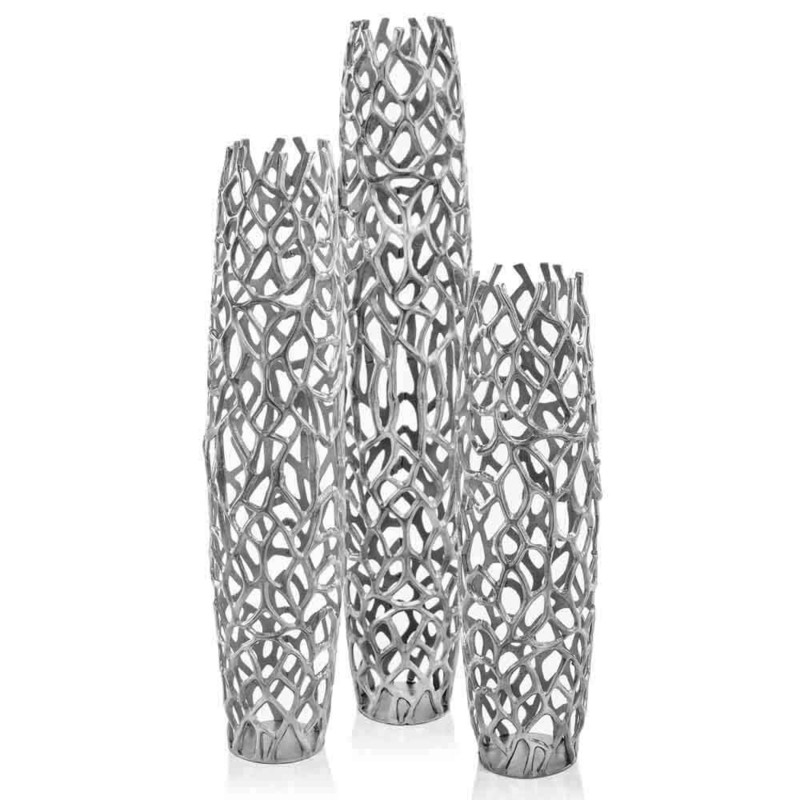 Babylon Silver Metal Floor Vase