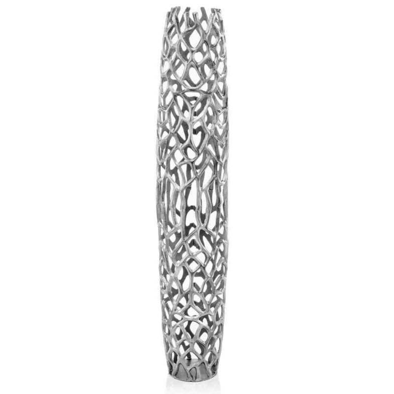 Babylon Silver Metal Floor Vase