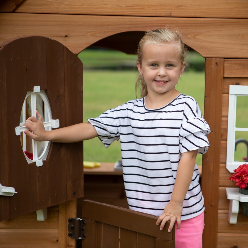 Backyard Discovery Aspen 78.87" X 52.12" Outdoor Cedar Playhouse with Kitchen