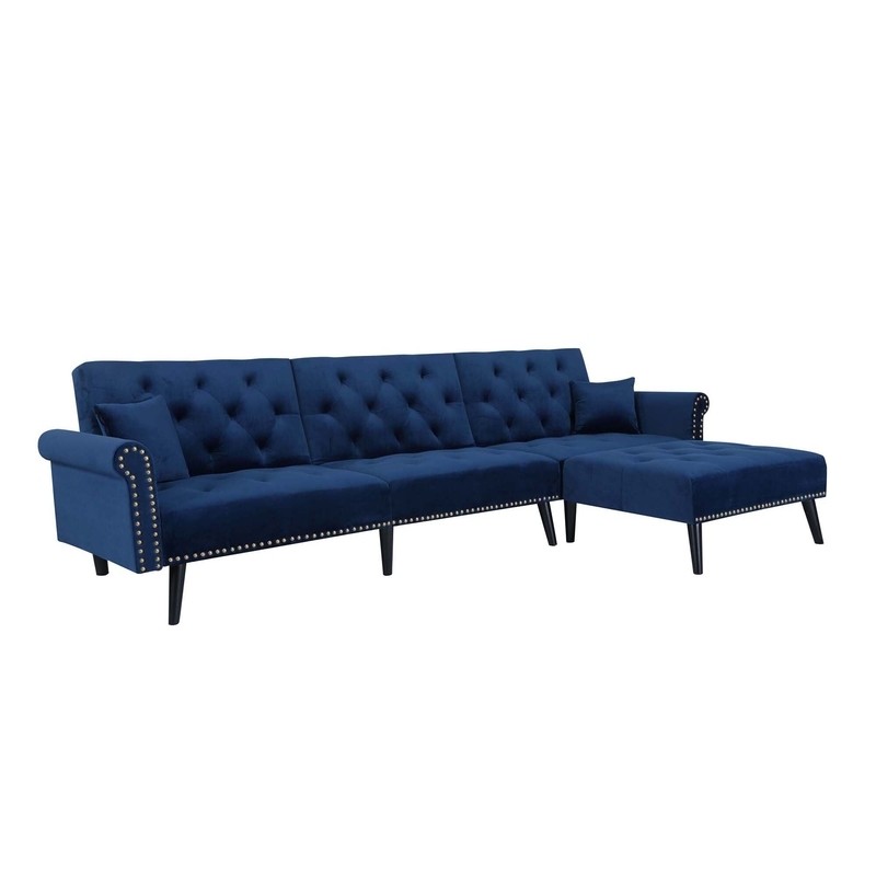 Bailey-Grace 115'' Velvet Rolled Arm