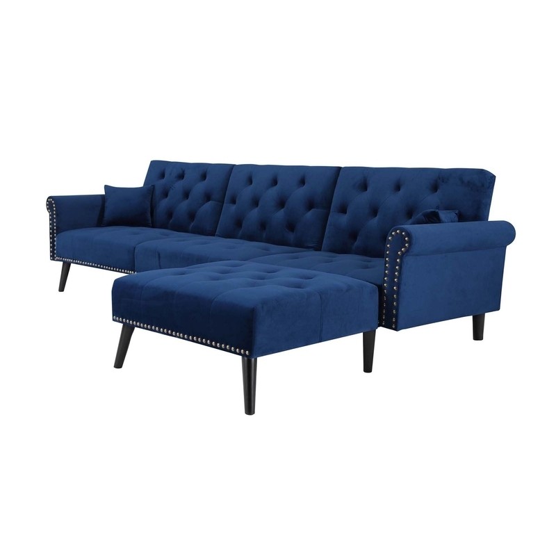 Bailey-Grace 115'' Velvet Rolled Arm