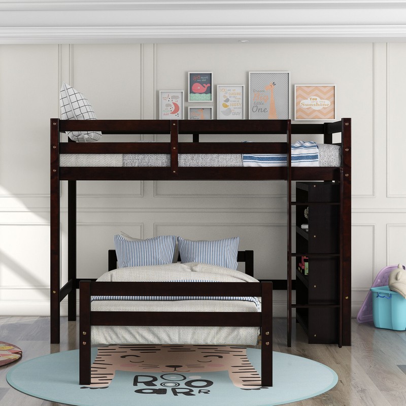 Ballina Twin Over Twin L-Shaped Bunk Beds with Shelves by Isabelle & Max™