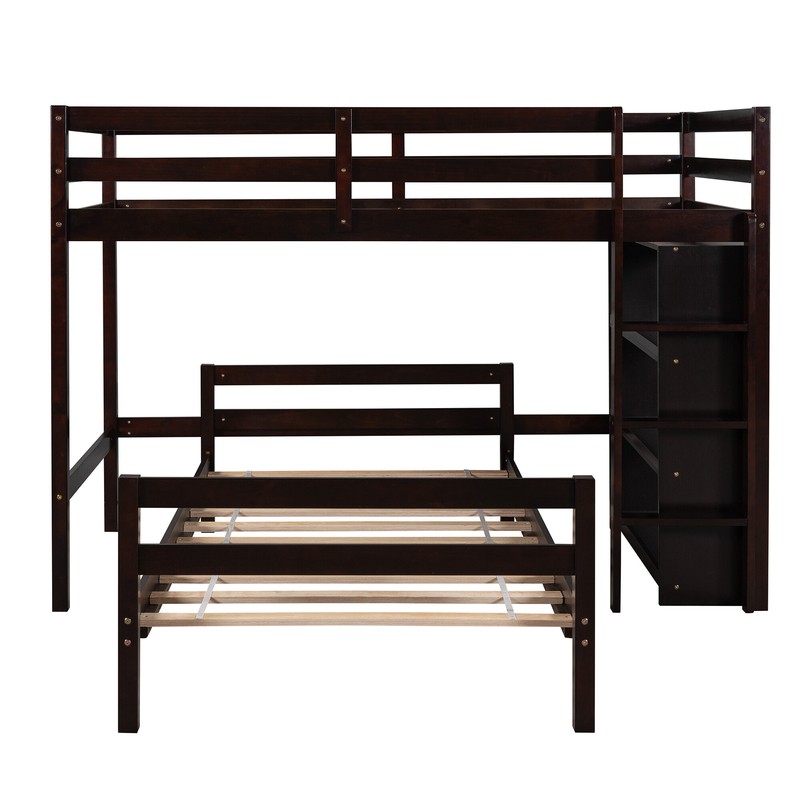 Ballina Twin Over Twin L-Shaped Bunk Beds with Shelves by Isabelle & Max™