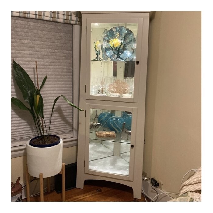 Bankston 27.25'' Wide Mirrored Back Display Stand with Lighting
