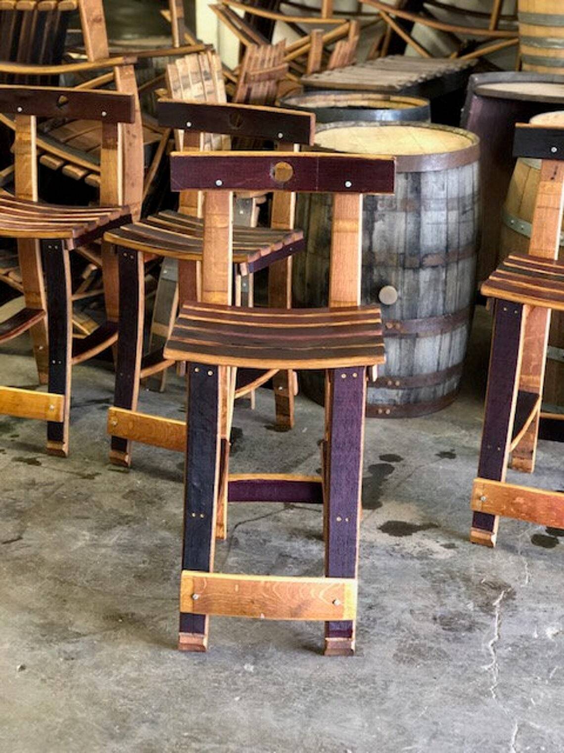 Bar Barrel Stool with Open Back