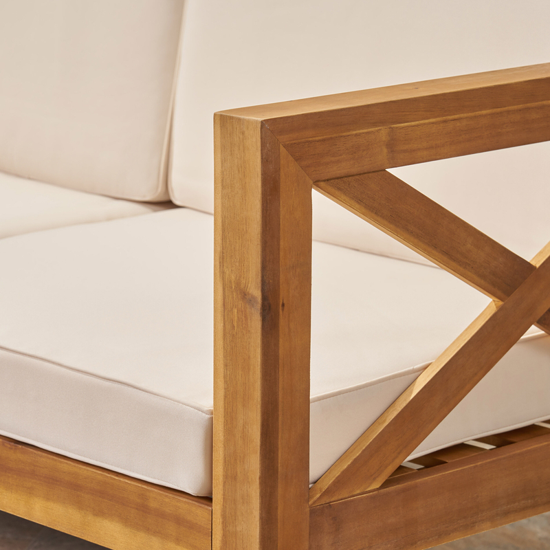 Barcomb Solid Wood 4 - Person Seating Group with Cushions