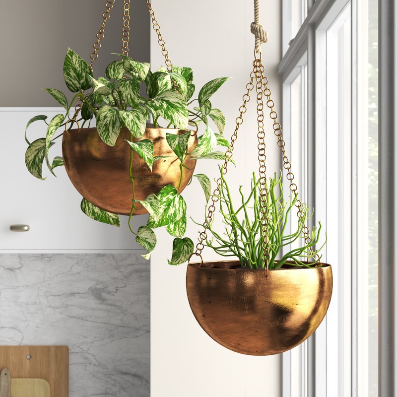 Benally 2 - Piece Iron Hanging Planter Set